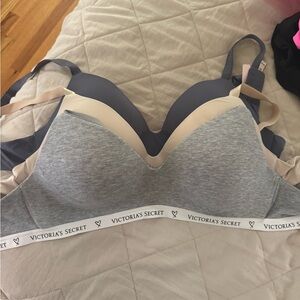Victoria's Secret Gray, Cream, and Purple Bra Set
